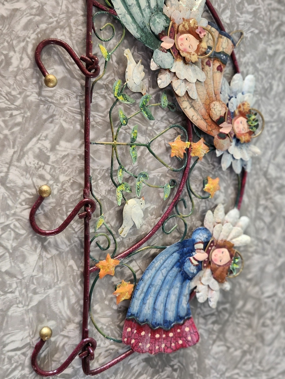 Whimsical Blue and Pink Angel Wall Hook - Decorative Home Accent